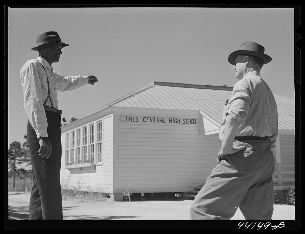 [Untitled photo, possibly related to: Outside a new high school for es in Greene County, Georgia]. Sourced from the Library…