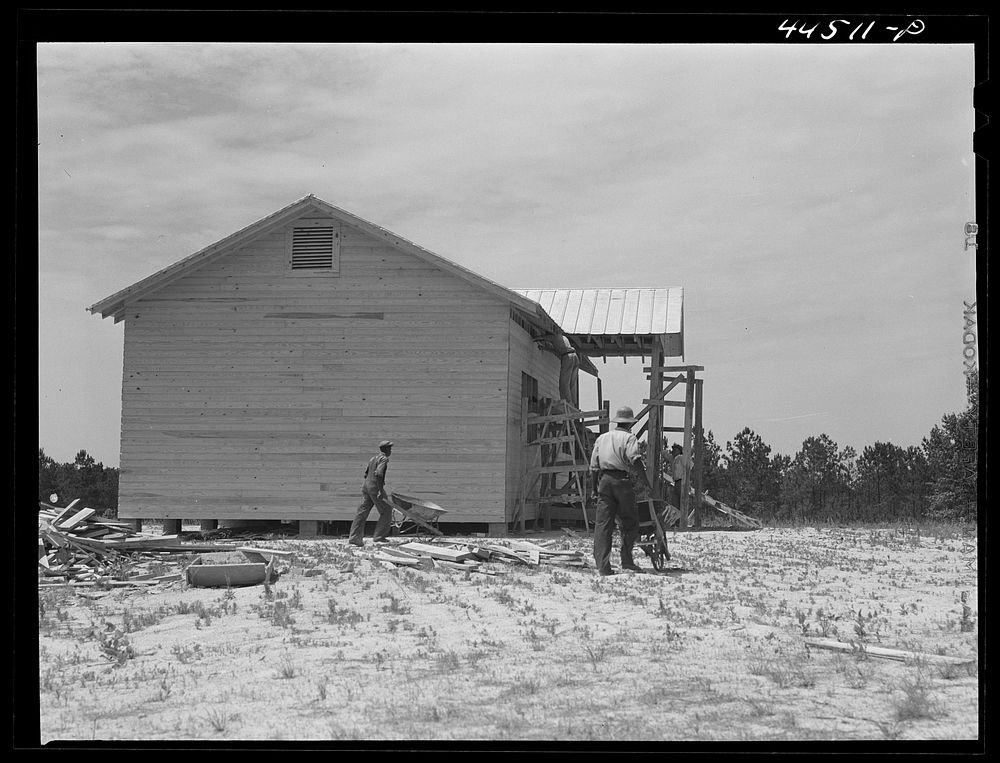 The new Saint Paul's school house for es being built near Siloam, Greene County, Georgia. Sourced from the Library of…