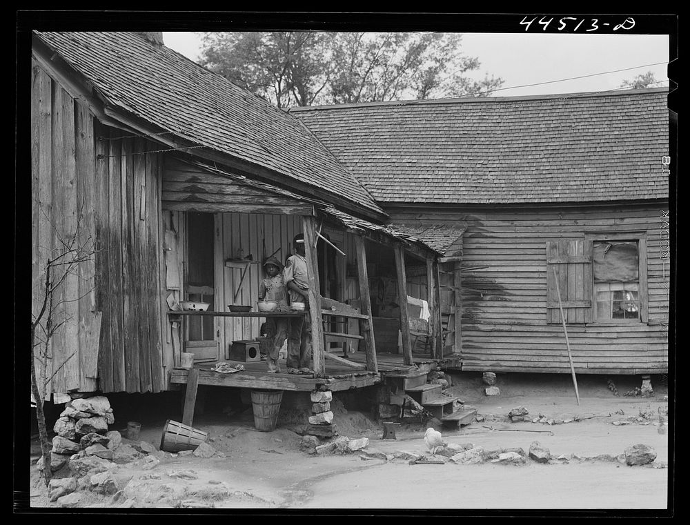 The home of Lloyd Rhodes,  tenant farmer near Siloam, Greene County, Georgia. Sourced from the Library of Congress.