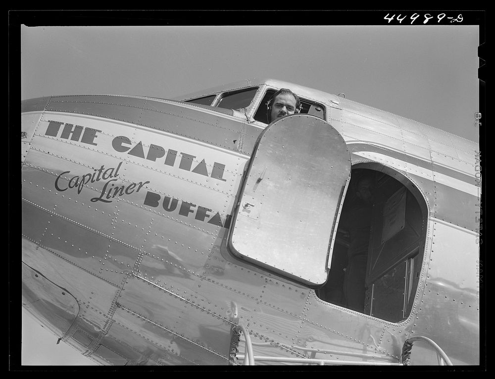 [Untitled photo, possibly related to: The captain is in his place and in a few minutes the plane will take off. Washington…