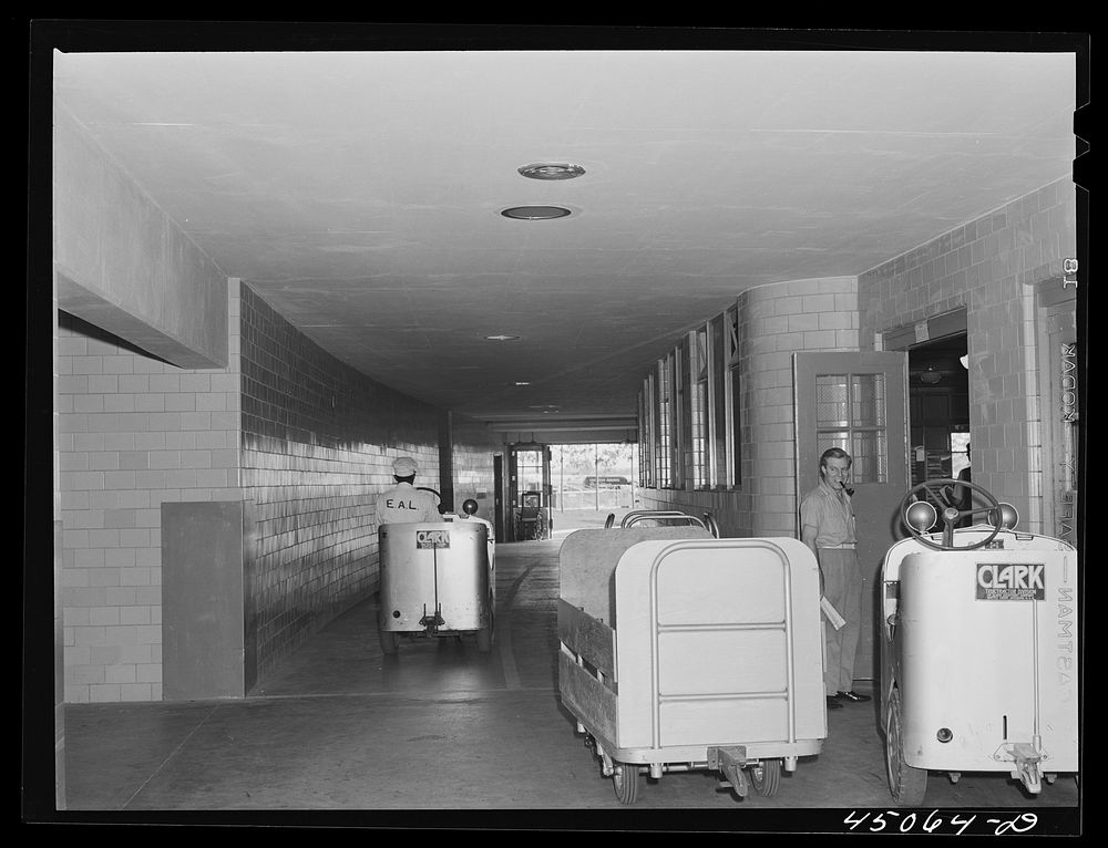 The "tunnel," an underground passageway thru which all baggage and mail is handled. Municipal airport, Washington, D.C..…
