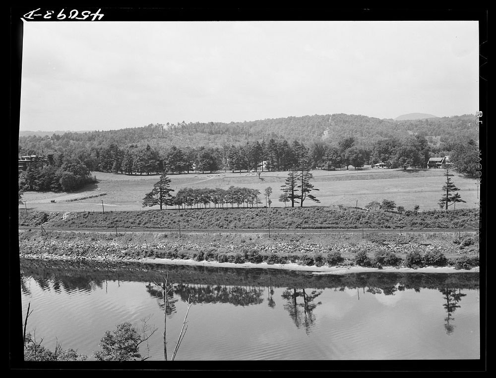 [Untitled photo, possibly related to: Landscape along the Connecticut River near Bellows Falls, Vermont]. Sourced from the…