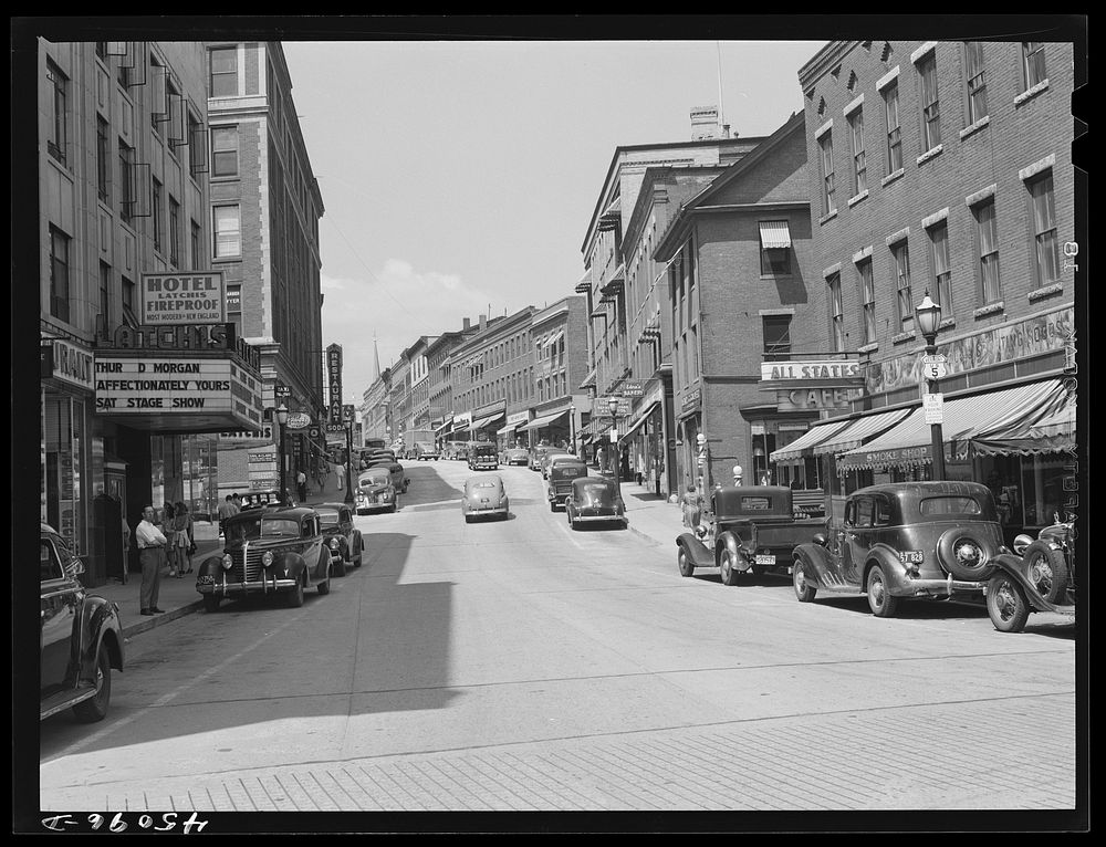 [Untitled photo, possibly related to: Main street in Brattleboro, Vermont]. Sourced from the Library of Congress.