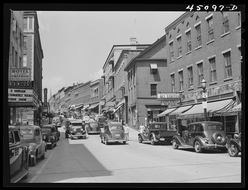 Main street in Brattleboro, Vermont. Sourced from the Library of Congress.