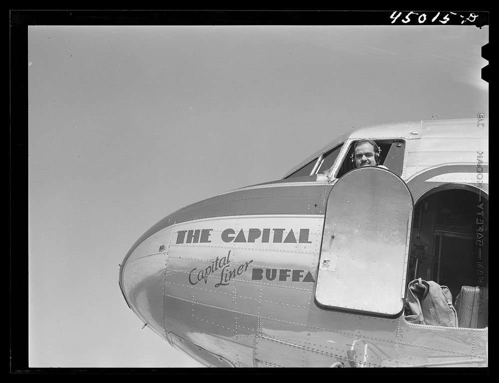 The captain is in his place and in a few minutes the plane will take off. Washington, D.C. municipal airport. Sourced from…