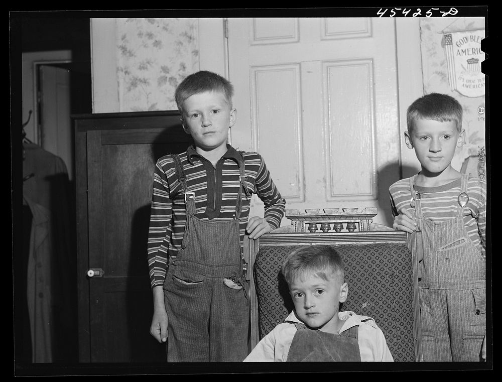 [Untitled photo, possibly related to: Children of a dairy farmer near Rutland, Vermont]. Sourced from the Library of…