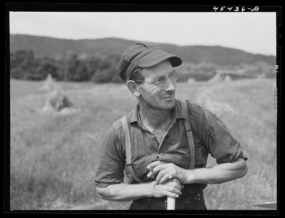 [Untitled photo, possibly related to: Mr. Isadore Lavictoire, French Canadian dairy farmer near Rutland, Vermont]. Sourced…