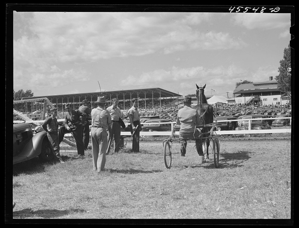 At the sulky races at the Rutland Fair, Vermont. Sourced from the Library of Congress.