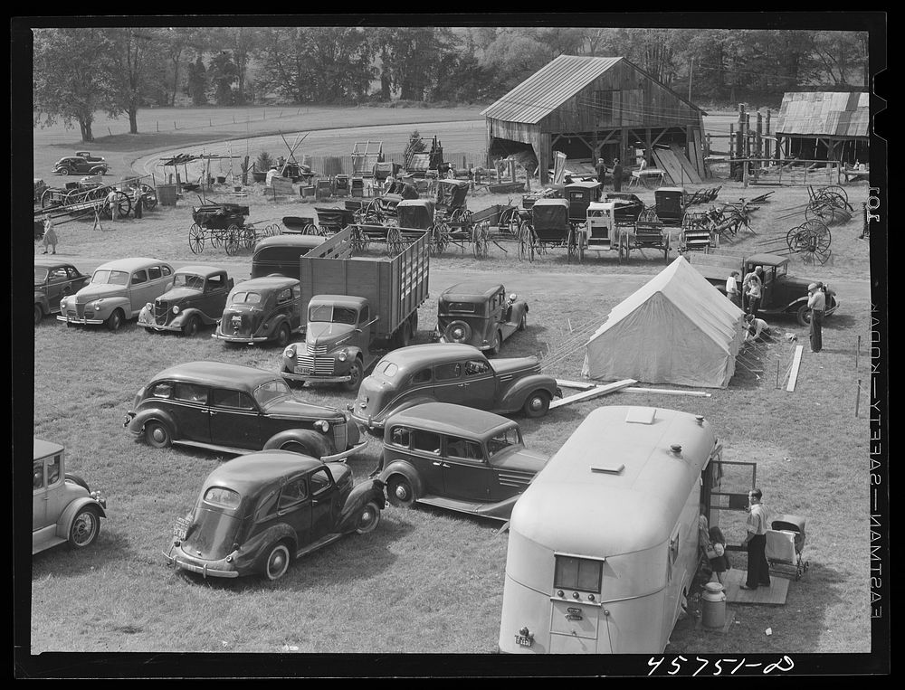 On the fairgrounds at the Tunbridge Fair at Tunbridge, Vermont. Sourced from the Library of Congress.