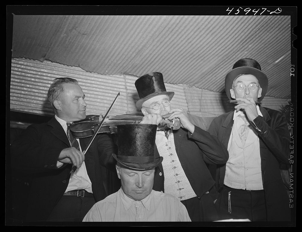 A quartet at an old-fashioned musical given at the "World's Fair" at Tunbridge, Vermont. Sourced from the Library of…