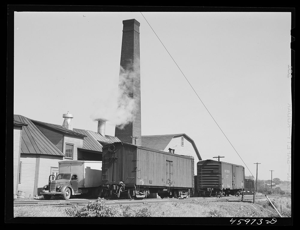 [Untitled photo, possibly related to: At a New England Dairies creamery in Enosburg Falls, Vermont]. Sourced from the…