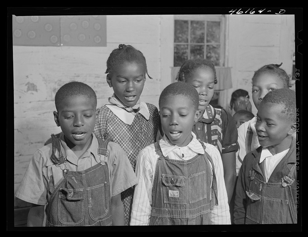 [Untitled photo, possibly related to: Siloam, Greene County, Georgia. Singing class in a  school]. Sourced from the Library…