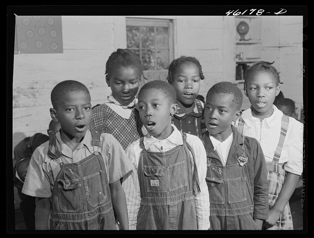 Siloam, Greene County, Georgia. Singing class in a  school. Sourced from the Library of Congress.
