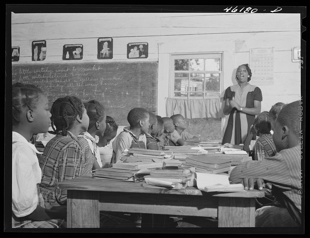 [Untitled photo, possibly related to: Siloam, Greene County, Georgia. Singing class in a  school]. Sourced from the Library…