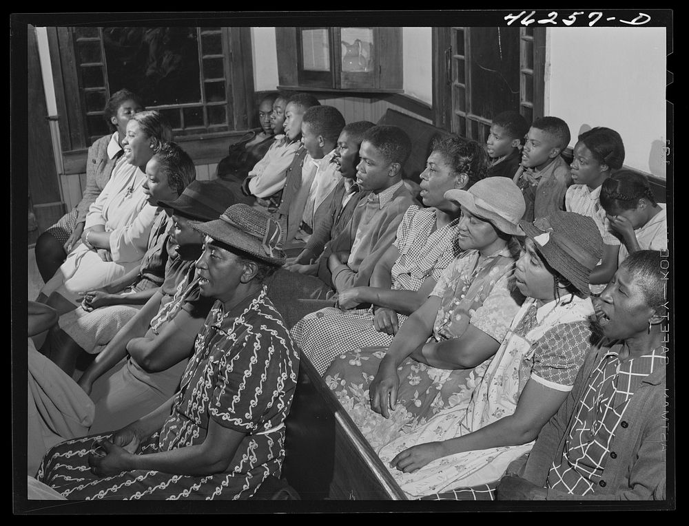 Union Point, Greene County, Georgia. Community sing at the  church. Sourced from the Library of Congress.