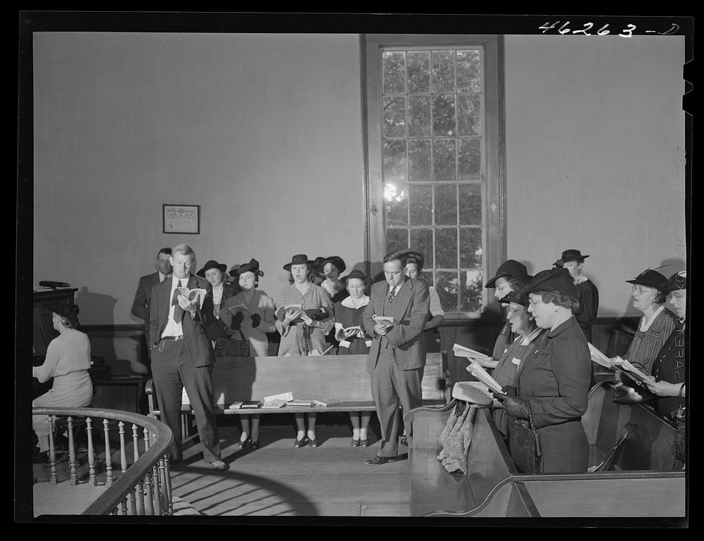 White Plains, Greene County, Georgia. Services in the Methodist church. Sourced from the Library of Congress.