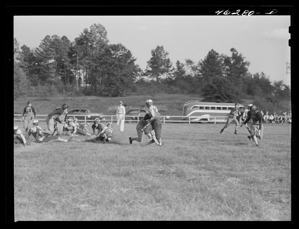 [Untitled photo, possibly related to: Greensboro, Greene County, Georgia. High school football game]. Sourced from the…
