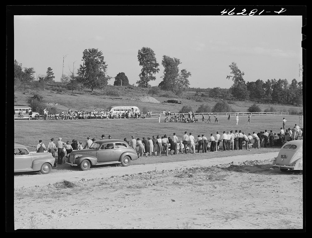 Greensboro, Greene County, Georgia. The high school football team in a game. Sourced from the Library of Congress.