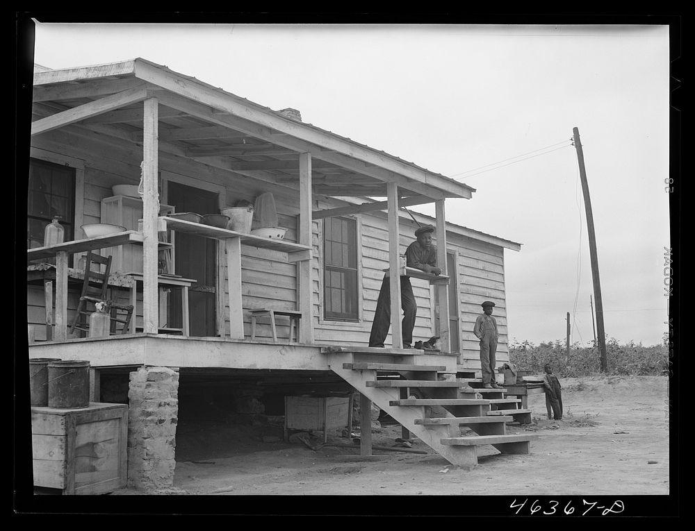 [Untitled photo, possibly related to: The Rhodes house, which is being repaired with the help of the FSA (Farm Security…