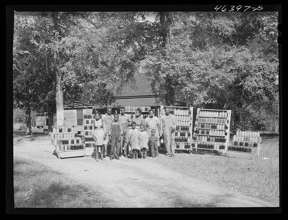 FSA (Farm Security Administration) family with the 1000 cans of fruit, vegetables, etc. they have canned for the winter.…