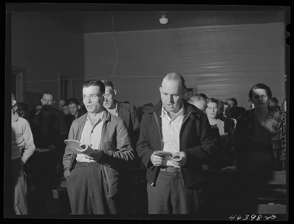 [Untitled photo, possibly related to: Union meeting of textile workers in Greensboro, Greene County, Georgia]. Sourced from…