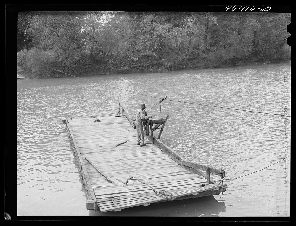 [Untitled photo, possibly related to: Parks Ferry across the Oconee River is still running, Greene County, Georgia]. Sourced…