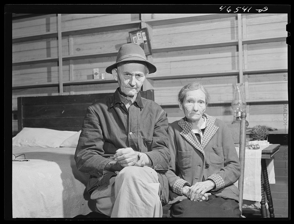 Mr. and Mrs. Bob Callaway, couple receiving old age pension, Penfield, Greene County, Georgia. Sourced from the Library of…