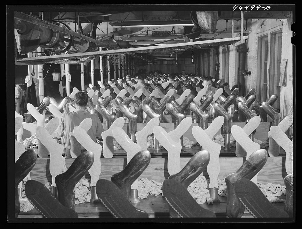 Sock driers at the hoisery mill in Greene County, Georgia. Sourced from the Library of Congress.