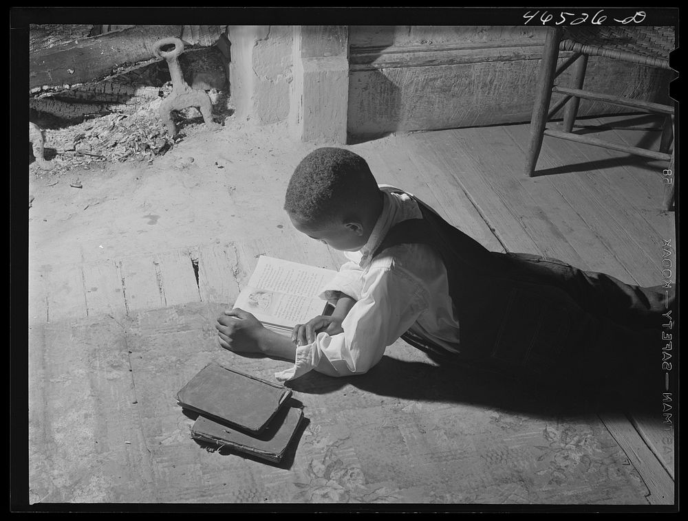 Boyd Jones, doing his home work Greene County, Georgia. Sourced from the Library of Congress.