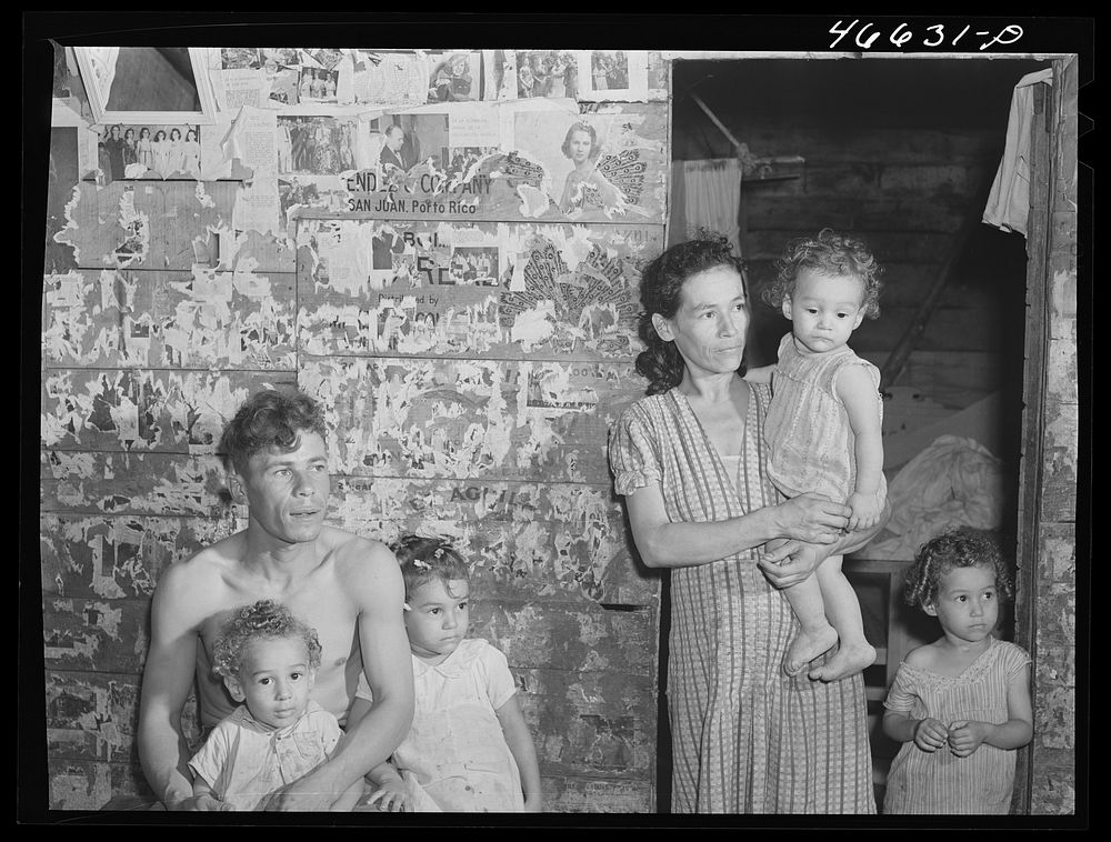 Manati, Puerto Rico (vicinity). Farm laborer's family living on a sugar plantation. Sourced from the Library of Congress.