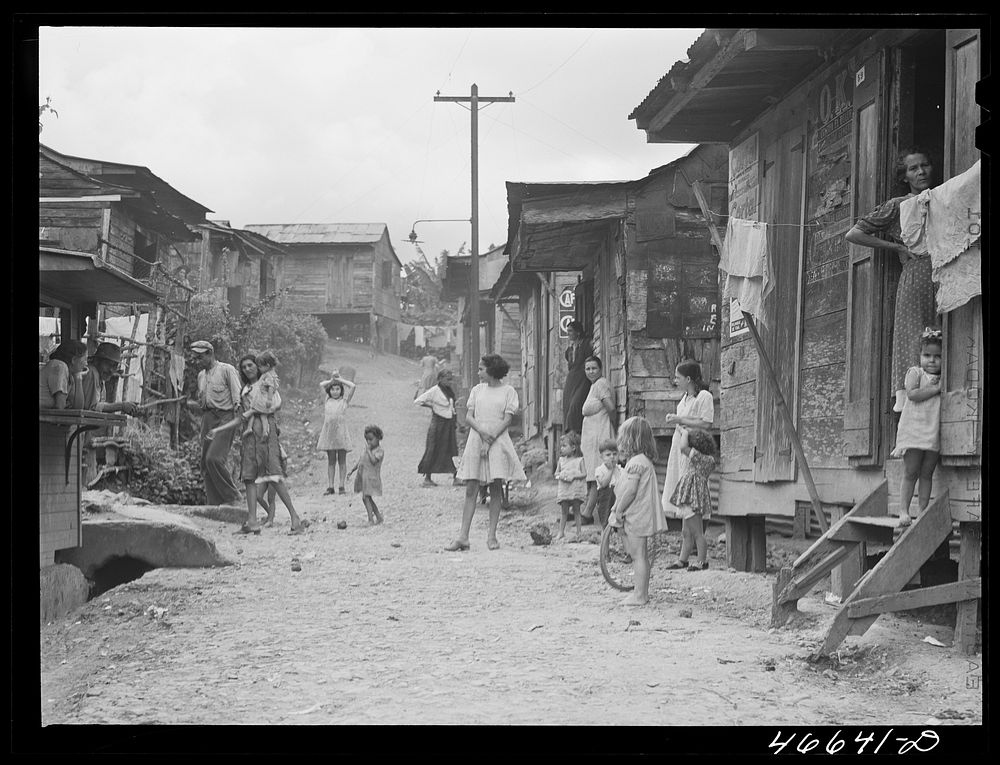 Barranquitas, Puerto Rico. Street in slum area. Sourced from the Library of Congress.