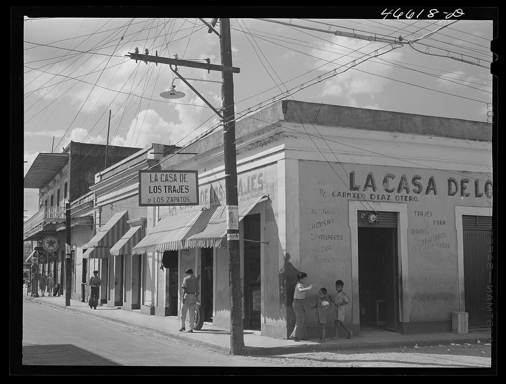 Manati, Puerto Rico. Street in the shopping district. Sourced from the Library of Congress.