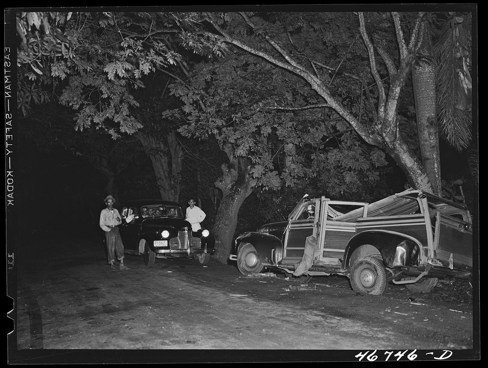 Caguas, Puerto Rico. An automobile accident along the highway. Sourced from the Library of Congress.