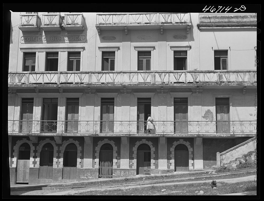 [Untitled photo, possibly related to: San Juan, Puerto Rico. Apartment house near the Cathedral in old part of the city].…