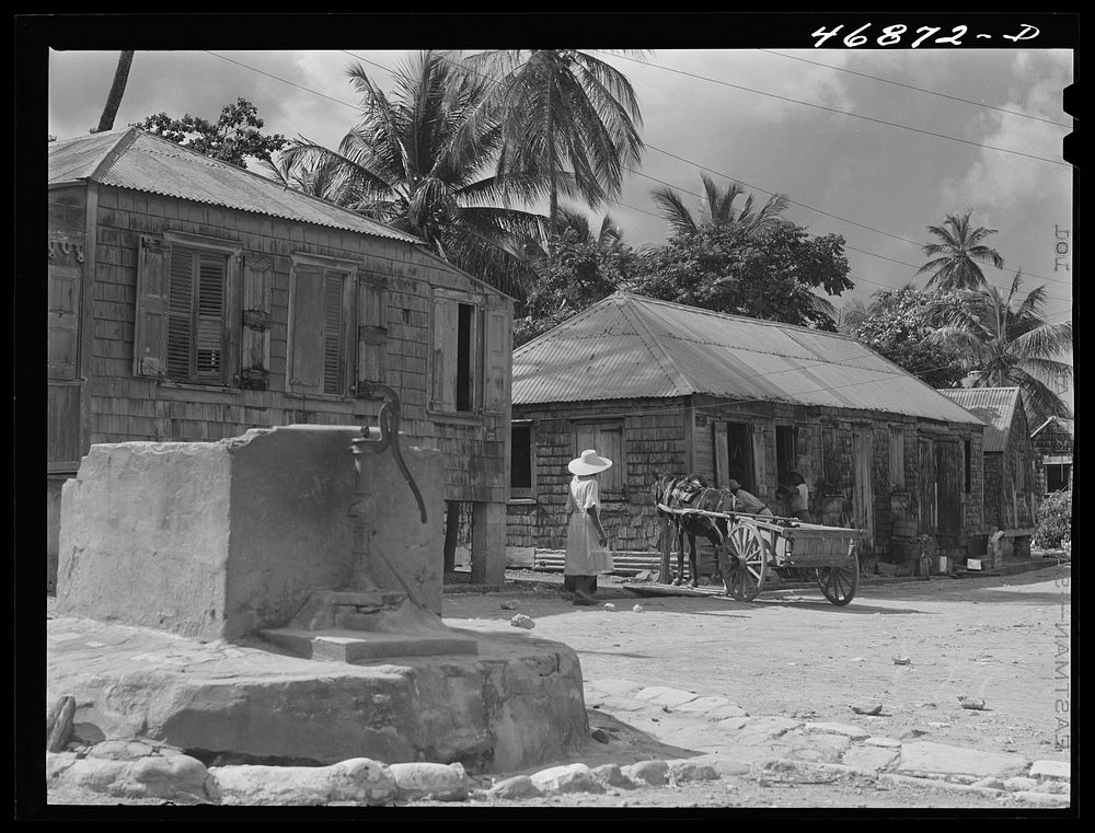 Christiansted, Saint Croix Island, Virgin Islands. A public well. Sourced from the Library of Congress.