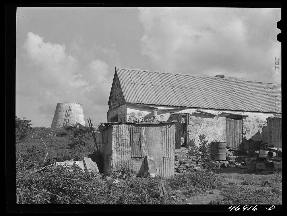 Christiansted (vicinity), Saint Croix Island, Virgin Island. Village house and abandoned sugar tower. Sourced from the…