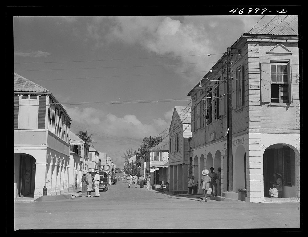 Christiansted, Saint Croix Island, Virgin Islands. The main shopping street. Sourced from the Library of Congress.