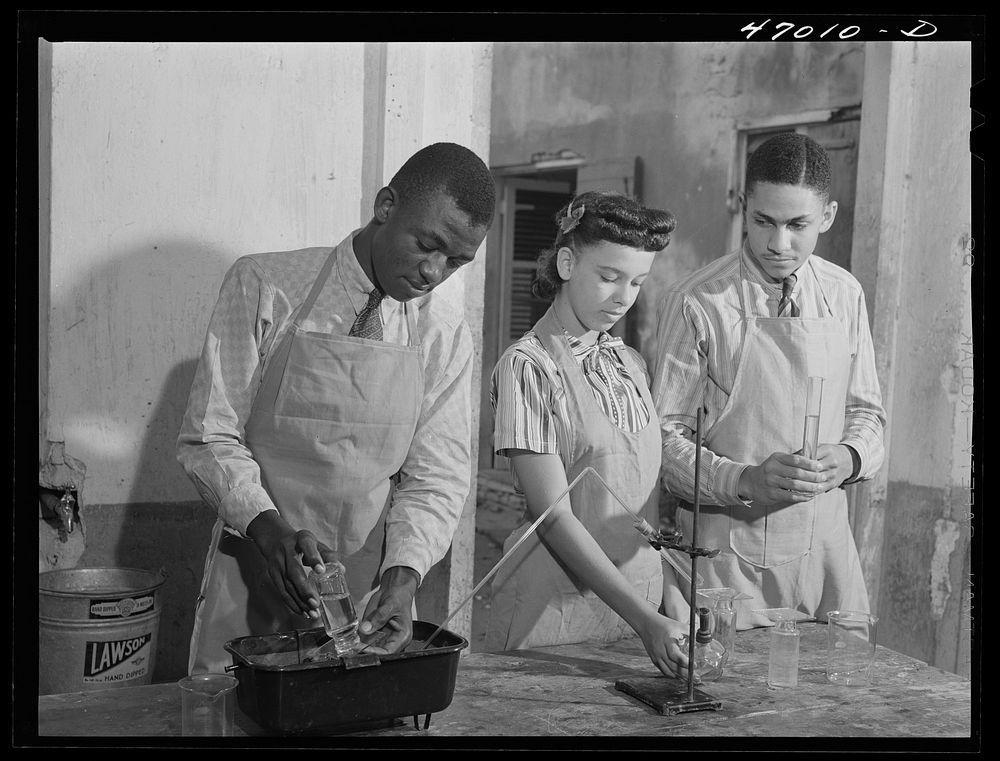 [Untitled photo, possibly related to: Christiansted, Saint Croix Island, Virgin Islands. Science class at the Chrisitansted…