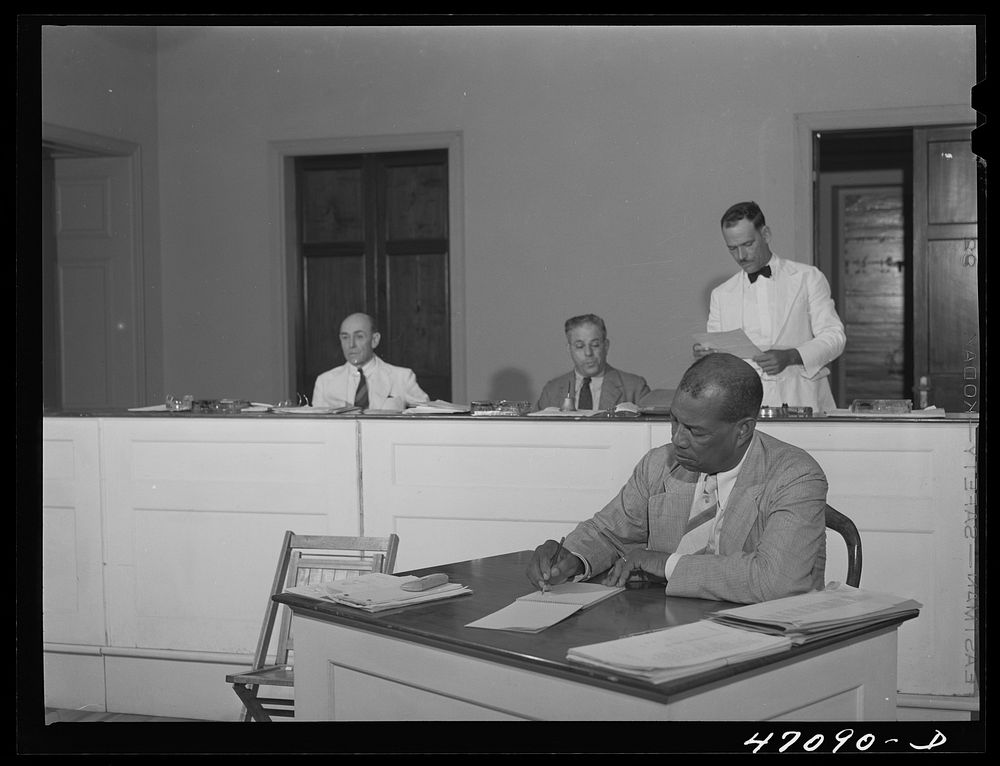Christiansted, Saint Croix Island, Virgin Islands. Reading the correspondence at the special session of the municipal…