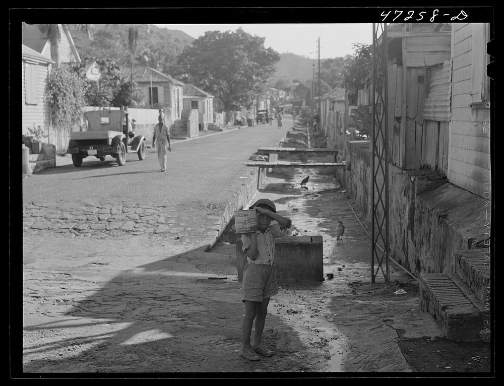 [Untitled photo, possibly related to: Charlotte Amalie, Saint Thomas Island, Virgin Islands. Open sewers along the street].…
