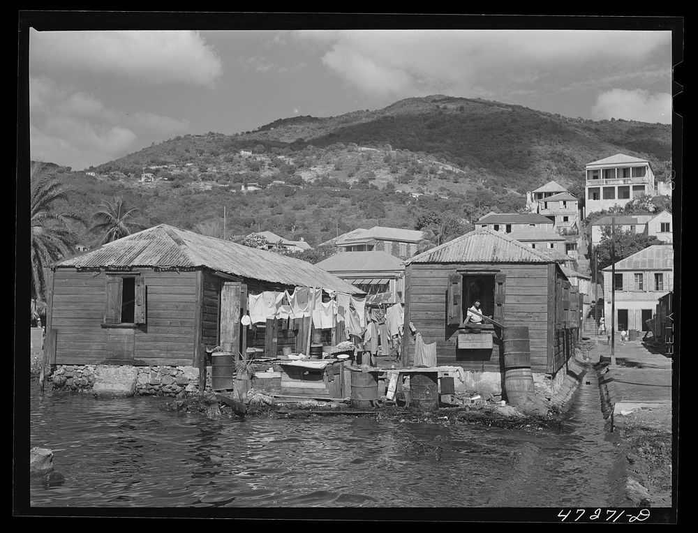[Untitled photo, possibly related to: Charlotte Amalie, Saint Thomas Island, Virgin Islands. A slum quarter by the…