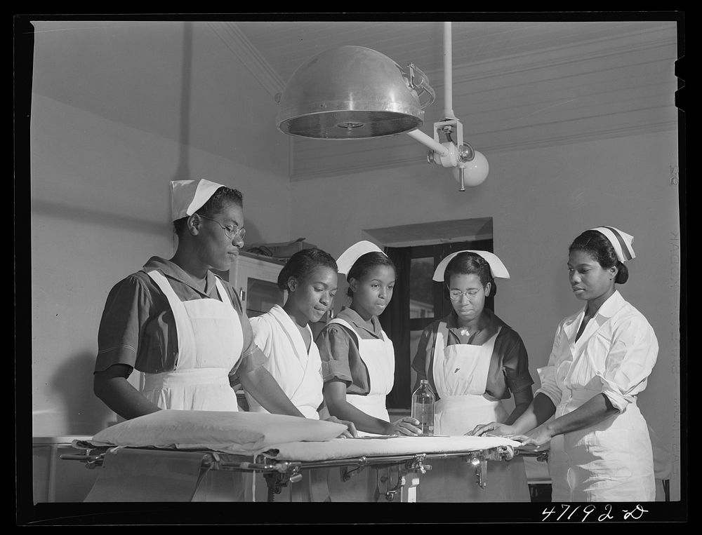 Charlotte Amalie, Saint Thomas Island, Virgin Islands. Nurses in the operating room at the Charlotte Amalie hospital.…