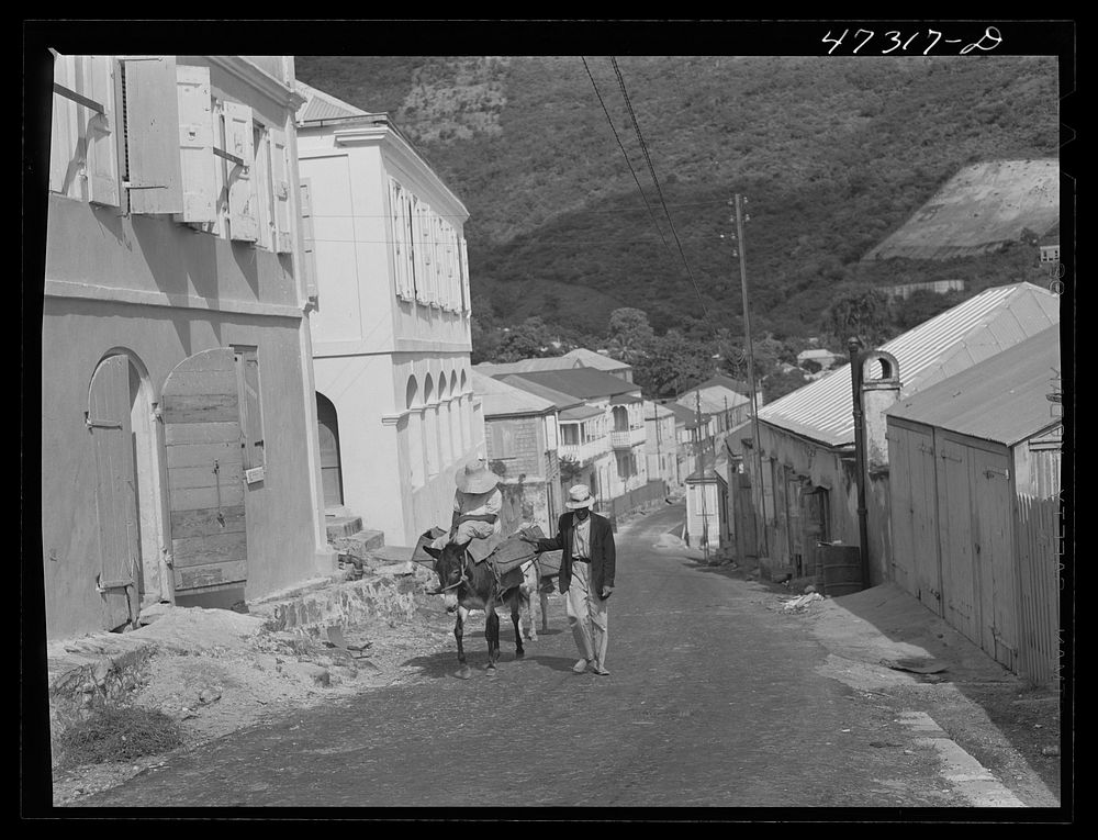 Charlotte Amalie, Saint Thomas Island, Virgin Islands. One of the steep streets on the hillsides. Sourced from the Library…