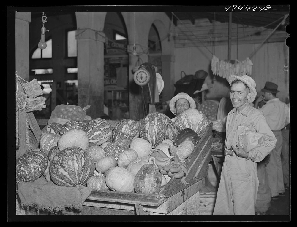 Rio Piedras, Puerto Rico. Produce for sale at the market. Sourced from the Library of Congress.