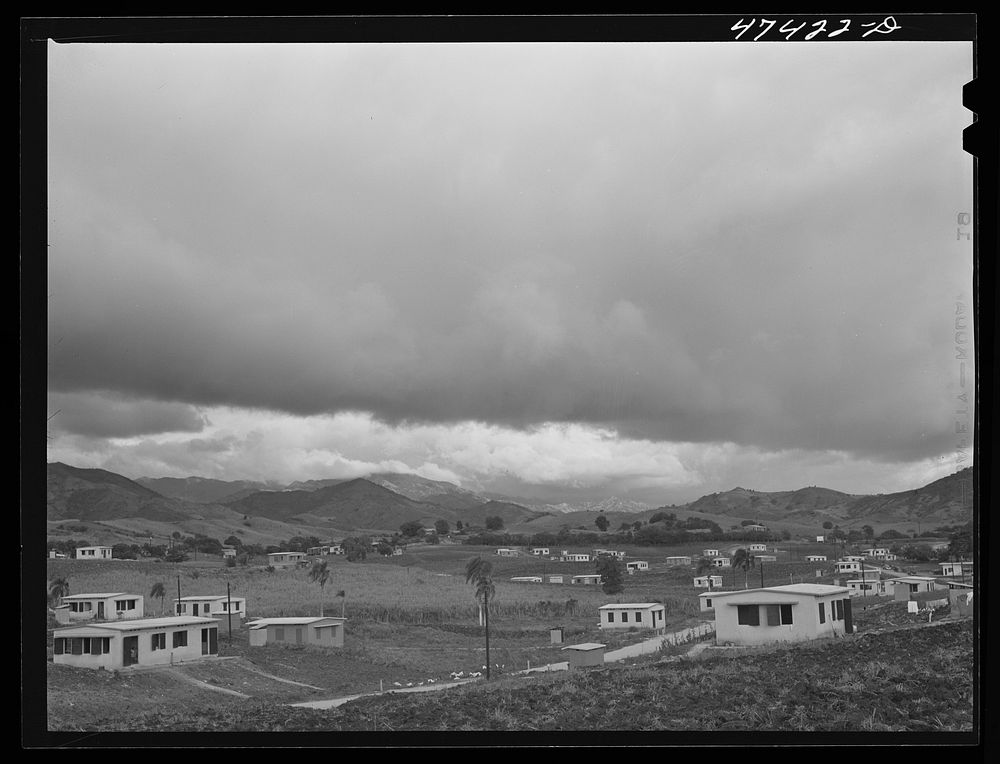 Yauco, Puerto Rico. Federal housing project on the outskirts of the town.  About an acre of land for gardens is provided…