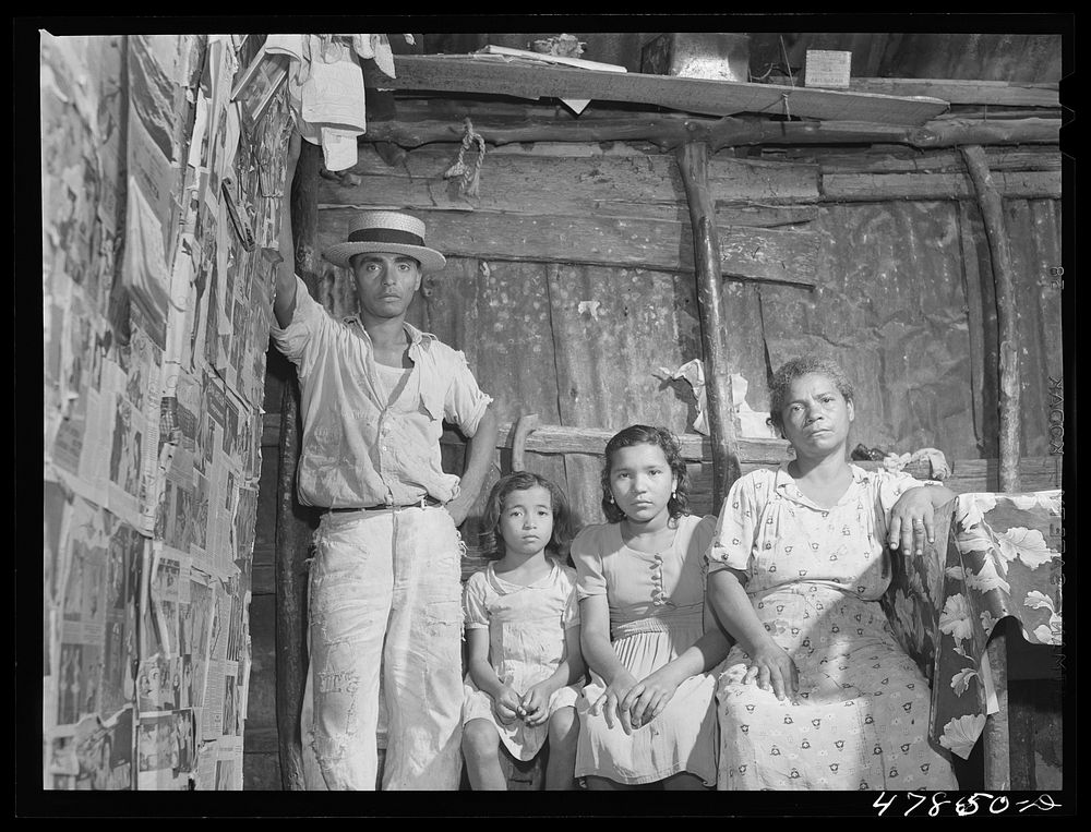 Yauco, Puerto Rico (vicinity). Family of a FSA (Farm Security Administration) borrower in their home. Sourced from the…