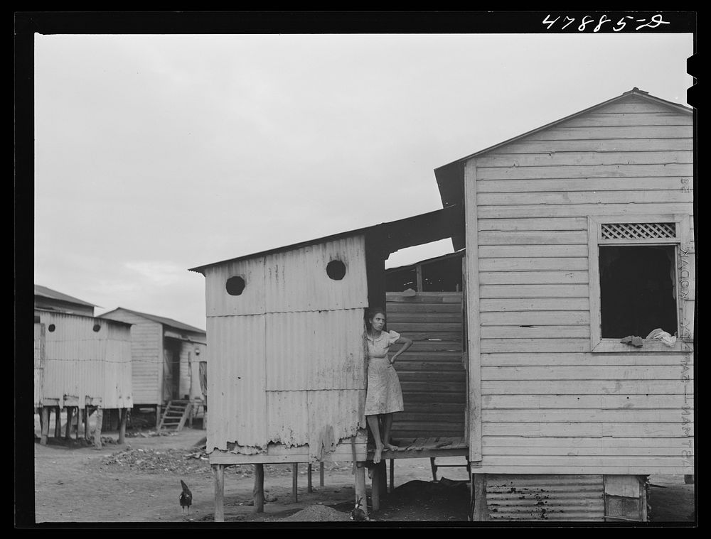 Guayanilla, Puerto Rico. Houses in a company village behind a sugar mill. Sourced from the Library of Congress.