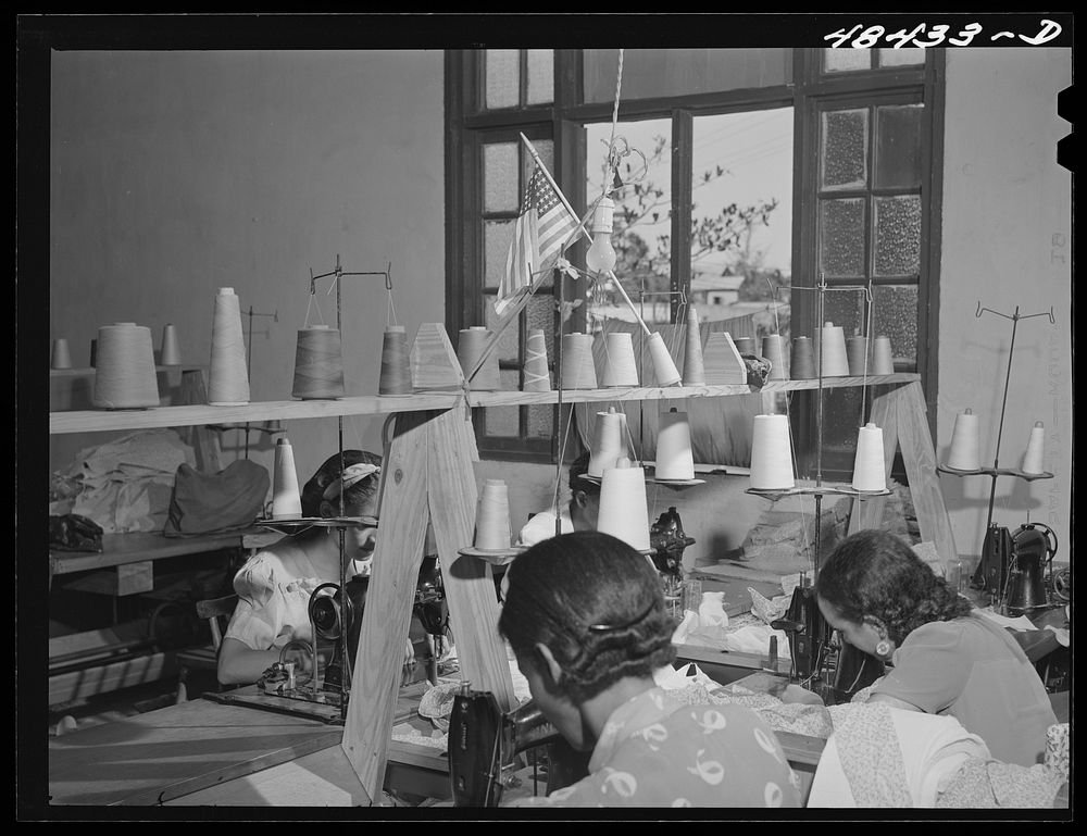 [Untitled photo, possibly related to: San Juan (vicinity), Puerto Rico. In the needlework factory]. Sourced from the Library…