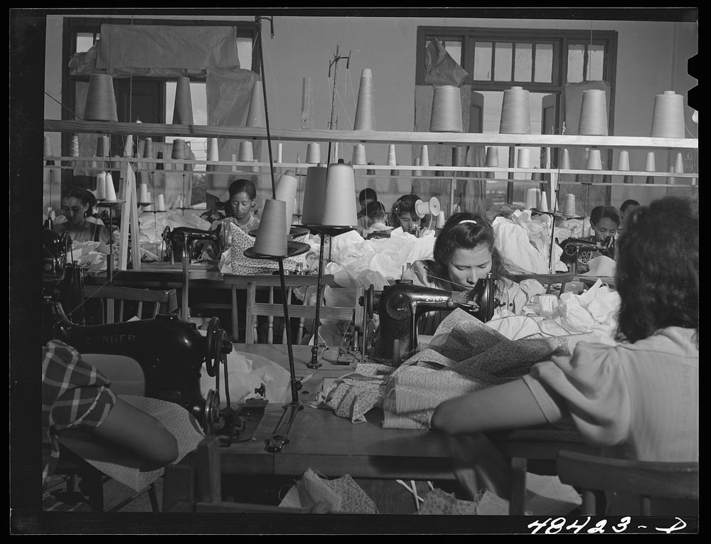 San Juan (vicinity), Puerto Rico. In a needlework factory. Sourced from the Library of Congress.