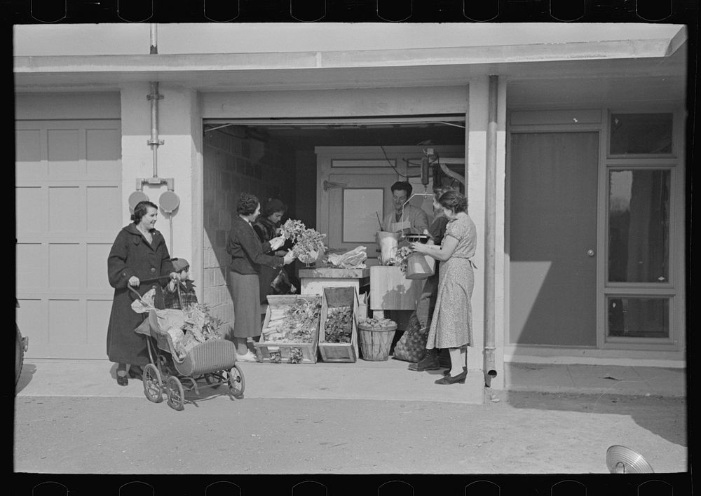 [Untitled photo, possibly related to: Consumer's cooperative. The homesteaders have their own kosher meat shop and grocery…